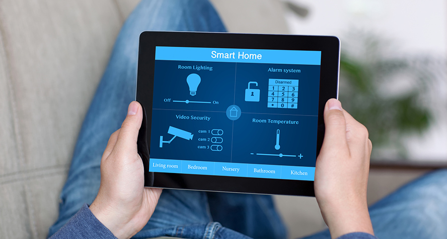 The ability to access and control security components from a mobile device is one of the top smart home trends in San Diego. Close-up of smart home security app.